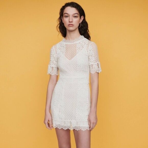 Maje Dresses & Skirts - NEW Maje Revanta Ivory Lace Mini Dress 2